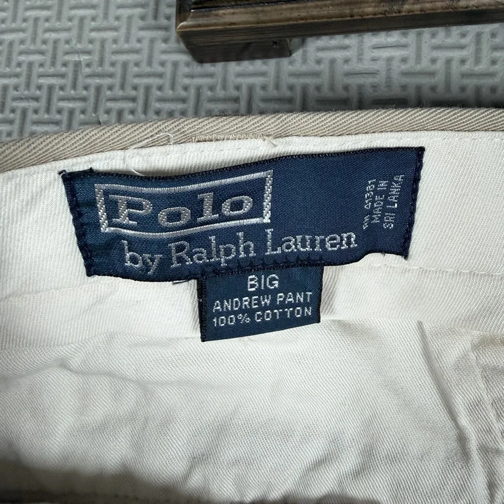 Vintage Polo Ralph Lauren Pants Men's 42Bx34 Andrew BIG Chino Khaki Tab Casual